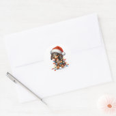 Cute Kerstmis Dachshund Ronde Sticker (Envelop)