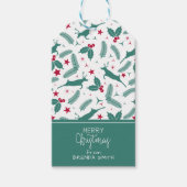 Cute Kerstmis Deer en Kerstmis Holly patroon Cadeaulabel (Voorkant)