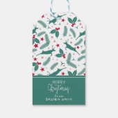 Cute Kerstmis Deer en Kerstmis Holly patroon Cadeaulabel (Achterkant)