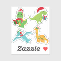 Cute Kerstmis Dinosaur sticker set