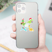 Cute Kerstmis Dinosaur sticker set (Telefoon)