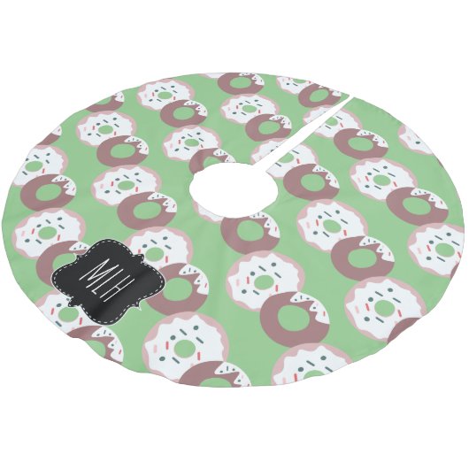 Cute Kerstmis Donut Sprinkles Family Initiaal Kerstboom Rok (Gekanteld)