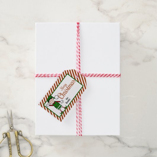 Cute Kerstmis Elf Cadeaulabel (Met Touw)