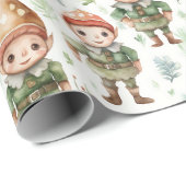 Cute Kerstmis Elf Cadeaupapier (Rol Hoek)