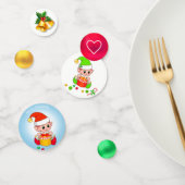 Cute Kerstmis Elf en Golden Jingle Bells Confetti (Groep)