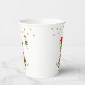 Cute Kerstmis Elf en Golden Star-Confetti Papieren Bekers (Links)