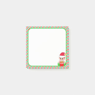Cute Kerstmis Elf en Green, Red & White Lijst Post-it® Notes