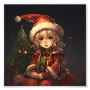 Cute Kerstmis Elf Foto Afdruk