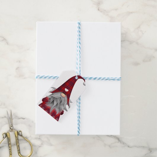 Cute Kerstmis Elf Gnome Cadeaulabel (Met Touw)