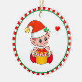 Cute Kerstmis Elf Keramisch Ornament (Links)