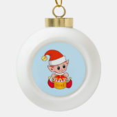 Cute Kerstmis Elf Keramische Bal Ornament (Voorkant)