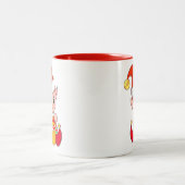 Cute Kerstmis Elf met cadeaudoos Tweekleurige Koffiemok (Center)