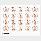 Cute Kerstmis Elf met rood en wit gestreept Lijst Ronde Sticker (Vel)