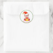 Cute Kerstmis Elf met rood en wit gestreept Lijst Ronde Sticker (Tas)