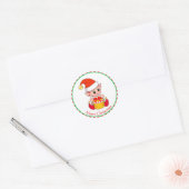 Cute Kerstmis Elf met rood en wit gestreept Lijst Ronde Sticker (Envelop)