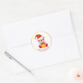 Cute Kerstmis Elf op Golden & White Ronde Sticker (Envelop)
