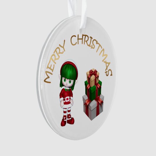 Cute Kerstmis Elf Ornament (voorkant)