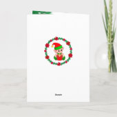 Cute Kerstmis Elf, Pine Wreath & Stars Kaart (Achterkant)