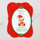 Cute Kerstmis Elf Uitnodiging (Voorkant / Achterkant)