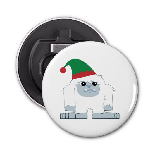Cute Kerstmis Elf Yeti Button Flesopener (Voorkant)