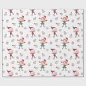Cute Kerstmis Elves Pattern Cadeaupapier (Vlak)