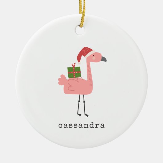 Cute Kerstmis Flamingo Illustralized Personalized Keramisch Ornament (Voorkant)