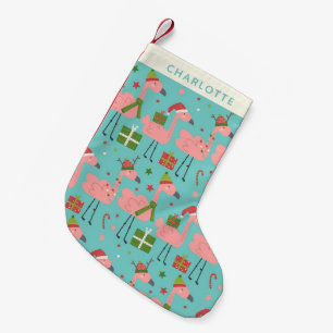 Cute Kerstmis Flamingos Aqua Blue op maat Kleine Kerstsok