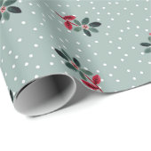 Cute Kerstmis Floral Polka Dot Holiday Gift Cadeaupapier (Rol Hoek)
