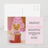 Cute Kerstmis foto met roze Bow Party Briefkaart (Voorkant / Achterkant)