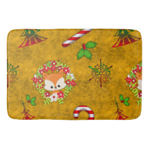 Cute Kerstmis Fox Badmat