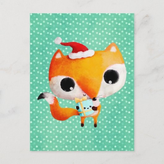 Cute Kerstmis Fox Feestdagenkaart (Voorkant)