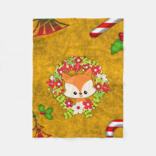 Cute Kerstmis Fox Fleece Deken