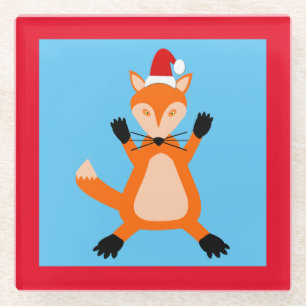 Cute Kerstmis Fox Glazen Onderzetter