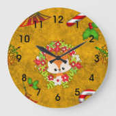 Cute Kerstmis Fox Grote Klok (Voorkant)