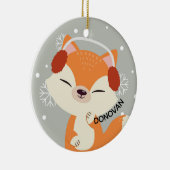 Cute Kerstmis Fox Keramisch Ornament (Rechts)