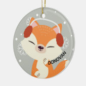 Cute Kerstmis Fox Keramisch Ornament (Links)