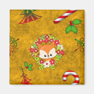 Cute Kerstmis Fox Magneet