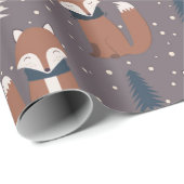 Cute Kerstmis Fox Pattern Cadeaupapier (Rol Hoek)