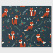 Cute Kerstmis Fox Pattern Cadeaupapier (Vlak)