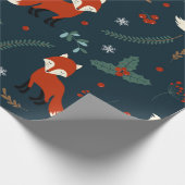 Cute Kerstmis Fox Pattern Cadeaupapier (Hoek)