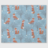 Cute Kerstmis Fox Pattern Cadeaupapier (Vlak)