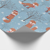 Cute Kerstmis Fox Pattern Cadeaupapier (Hoek)