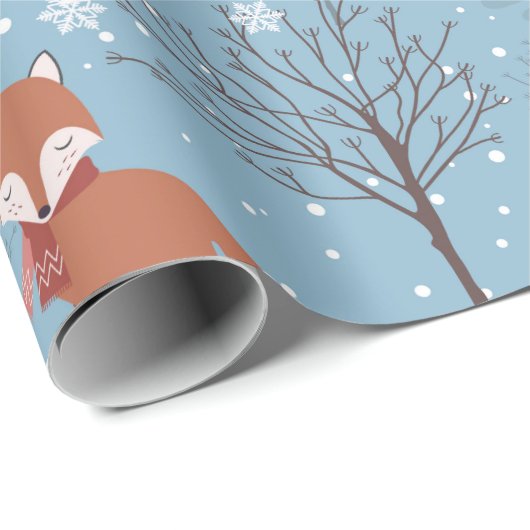 Cute Kerstmis Fox Pattern Cadeaupapier (Rol Hoek)