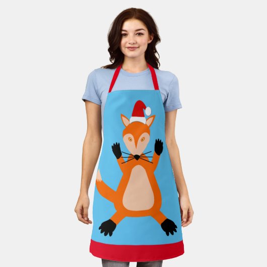 Cute Kerstmis Fox Schort (Gedragen)