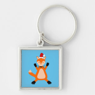 Cute Kerstmis Fox Sleutelhanger