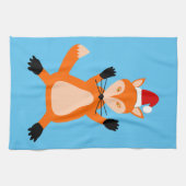 Cute Kerstmis Fox Theedoek (Horizontaal)