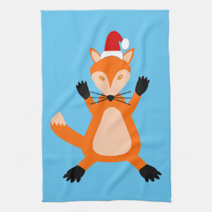 Cute Kerstmis Fox Theedoek