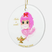 Cute Kerstmis Genie en Magic Lamp Keramisch Ornament (Links)
