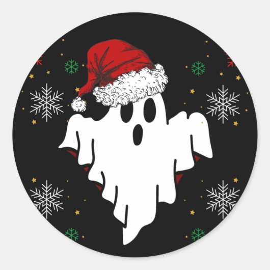 Cute Kerstmis Ghost Ronde Sticker (Voorkant)