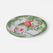 Cute Kerstmis Gnome Birthday Party Papieren Bordje (Gekanteld)